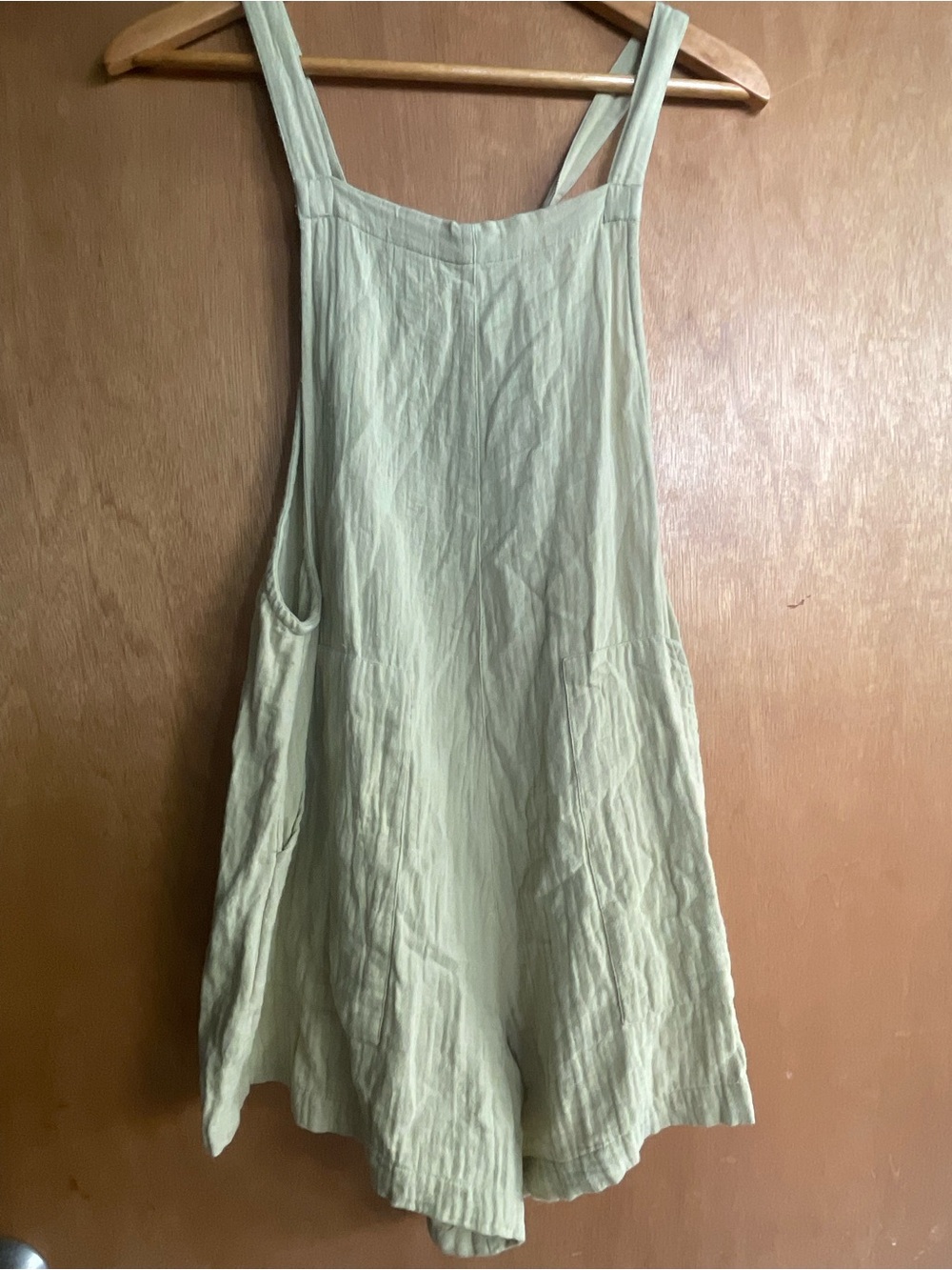 Billabong Sage Green Linen Romper Overalls Beach Wear Cover up